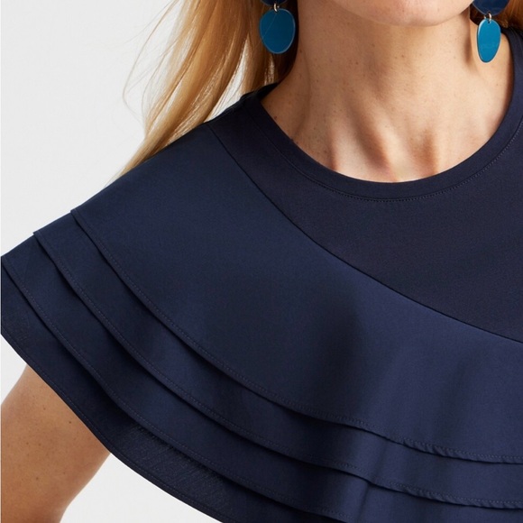 NWT Chicos Ruffle Cap Sleeve Tee Sz 2 570359563 - Picture 5 of 10